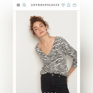 NWT Anthropologie Maeve Taylor zebra pullover sweater with dolman sleeves.
